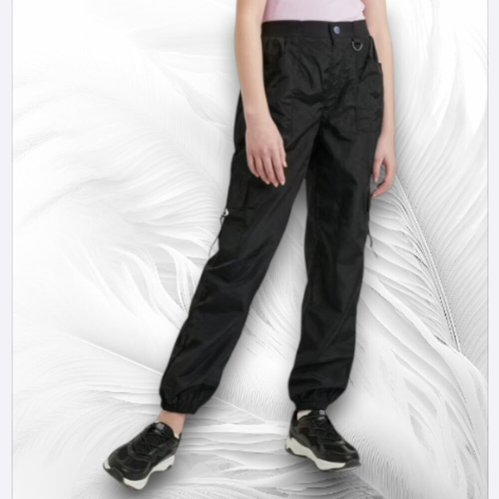 Justice Black Cargo Pants for Girls Size M (10) Adjustable Waist Utility Style